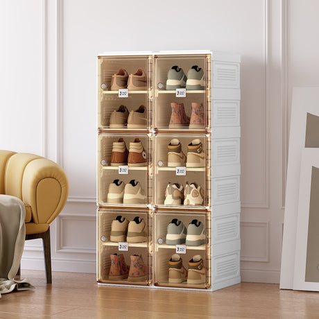 Stackable Storage Organizer Cabinet with Doors and Shelves