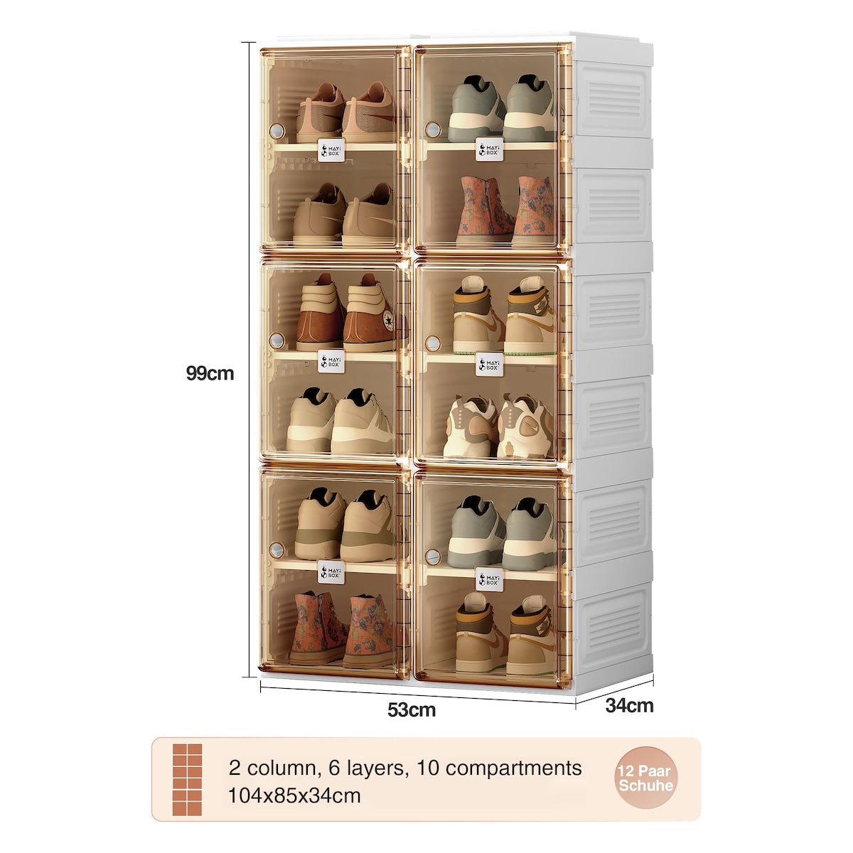 Stackable Storage Organizer Cabinet with Doors and Shelves
