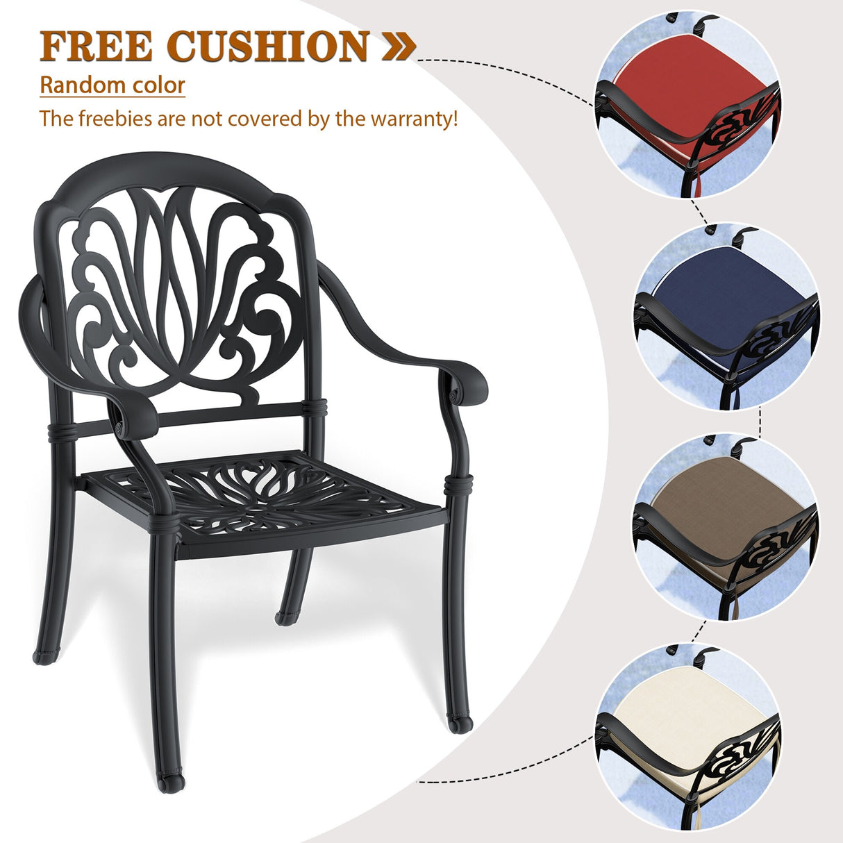 Stacking Patio Dining Armchair with Cushion In Random Colors (Set of 4)