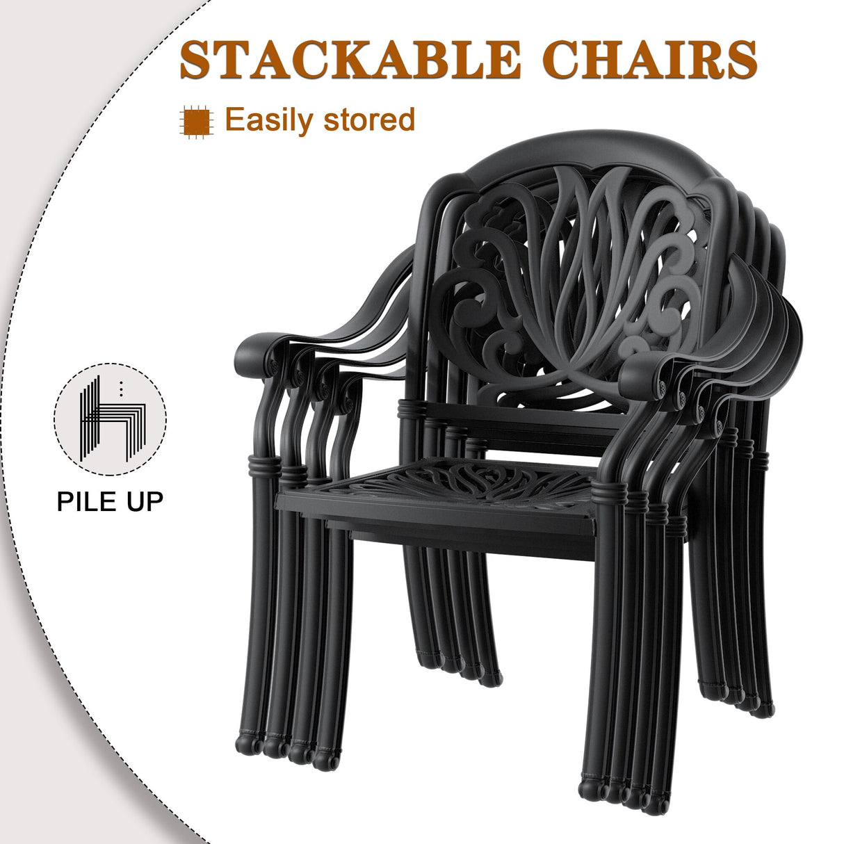 Stacking Patio Dining Armchair with Cushion In Random Colors (Set of 4)