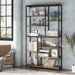 Staggered Bookcase, Modern Open Book Shelves , Wide Wood Etagere Shelving Unit Display Storage Shelf for Living Room