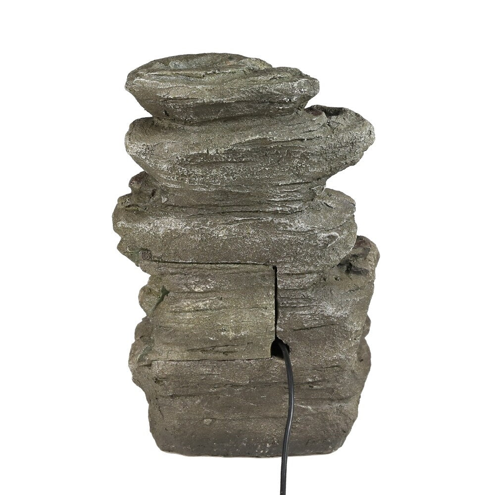 Staggered Rock Cascading Fountain Tabletop Water Fountain w/LED Lights