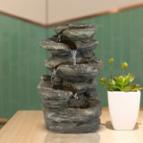 Staggered Rock Cascading Fountain Tabletop Water Fountain w/LED Lights