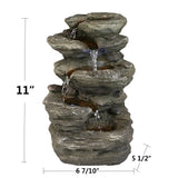 Staggered Rock Cascading Fountain Tabletop Water Fountain w/LED Lights