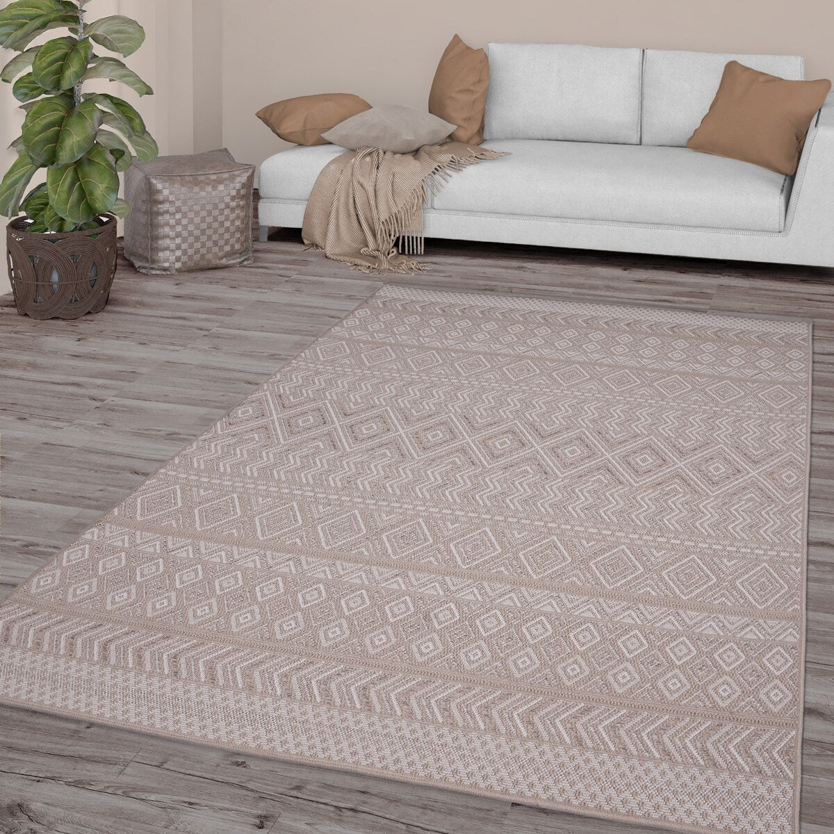 Stain-Resistant Outdoor Rug with Boho Pattern for Patio or Balcony
