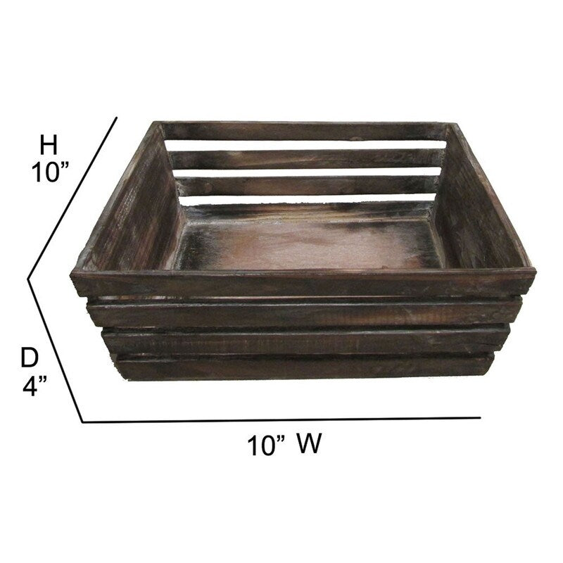 Stained brown washed wood tray