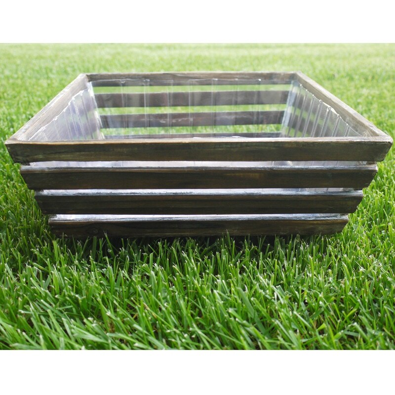 Stained brown washed wood tray