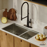 Stainless Steel 33 in. Double Bowl Undermount Workstation Kitchen Sink with Kitchen Faucet and Accessories