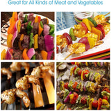 Stainless Steel Barbecue Skewer Shish Kabob Set,6pcs 13" L Skewer and FoldableGrill Rack Set,Bonus of 50pcs12.5"L Bamboo Skewers