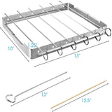 Stainless Steel Barbecue Skewer Shish Kabob Set,6pcs 13" L Skewer and FoldableGrill Rack Set,Bonus of 50pcs12.5"L Bamboo Skewers