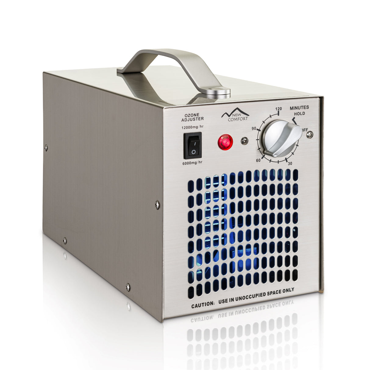 Stainless Steel Commercial Ozone Generator UV Air Purifier 6,000 to 12,000 mg/hr Industrial Stregnth - Silver