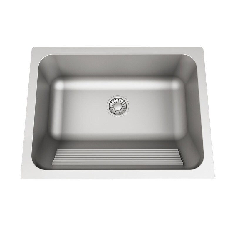 Stainless Steel Laundry Sink with Built-in Washboard