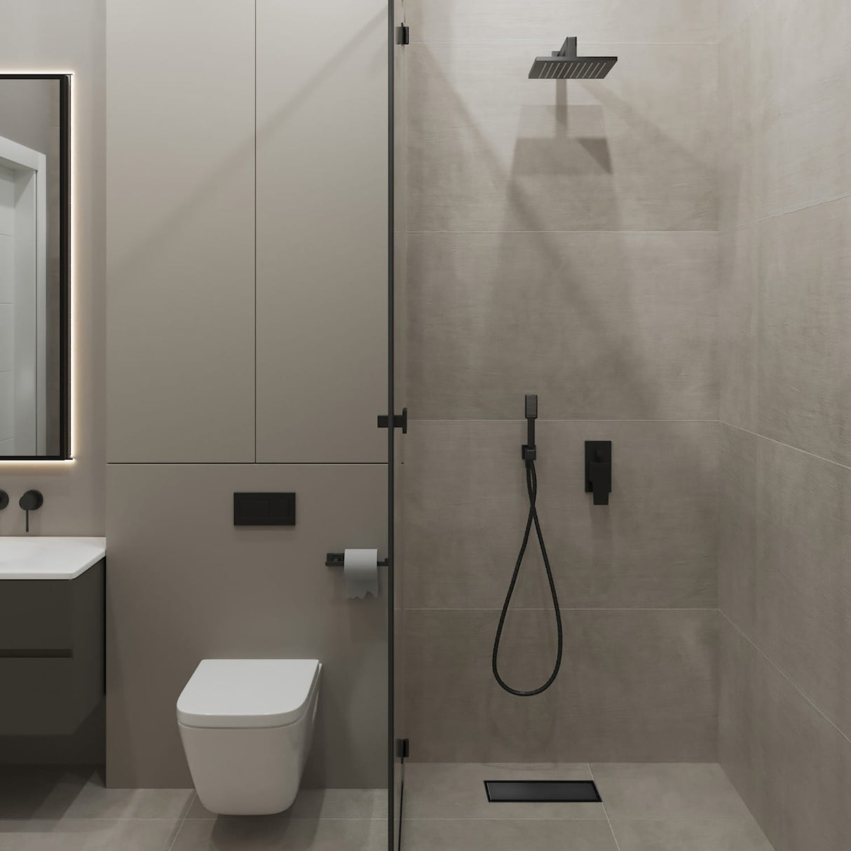 Stainless Steel Linear Shower Drain Matte Black