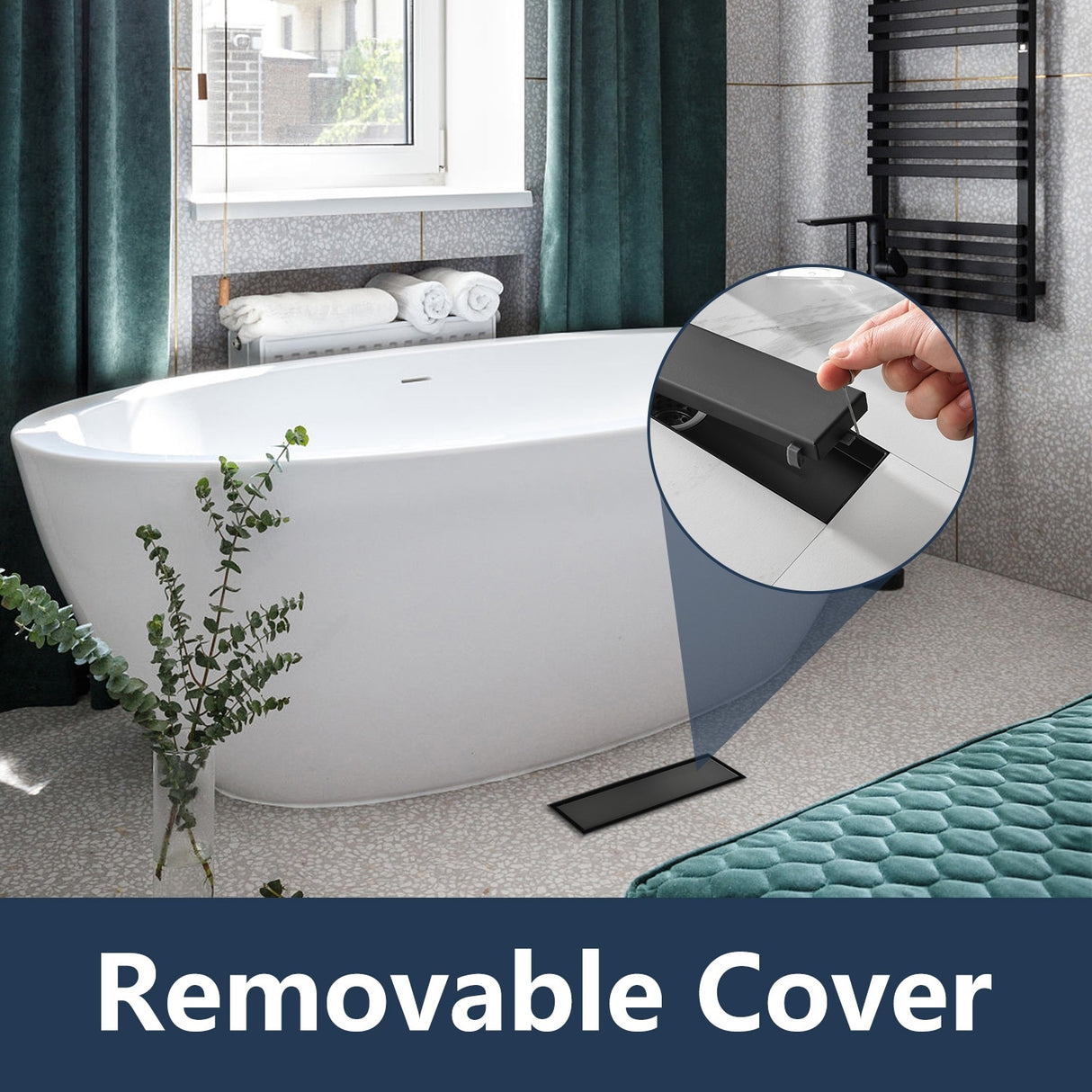 Stainless Steel Linear Shower Drain Matte Black