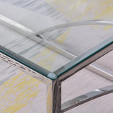 Stainless Steel Rectangular Glass Coffee Table for Living Room