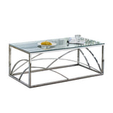 Stainless Steel Rectangular Glass Coffee Table for Living Room
