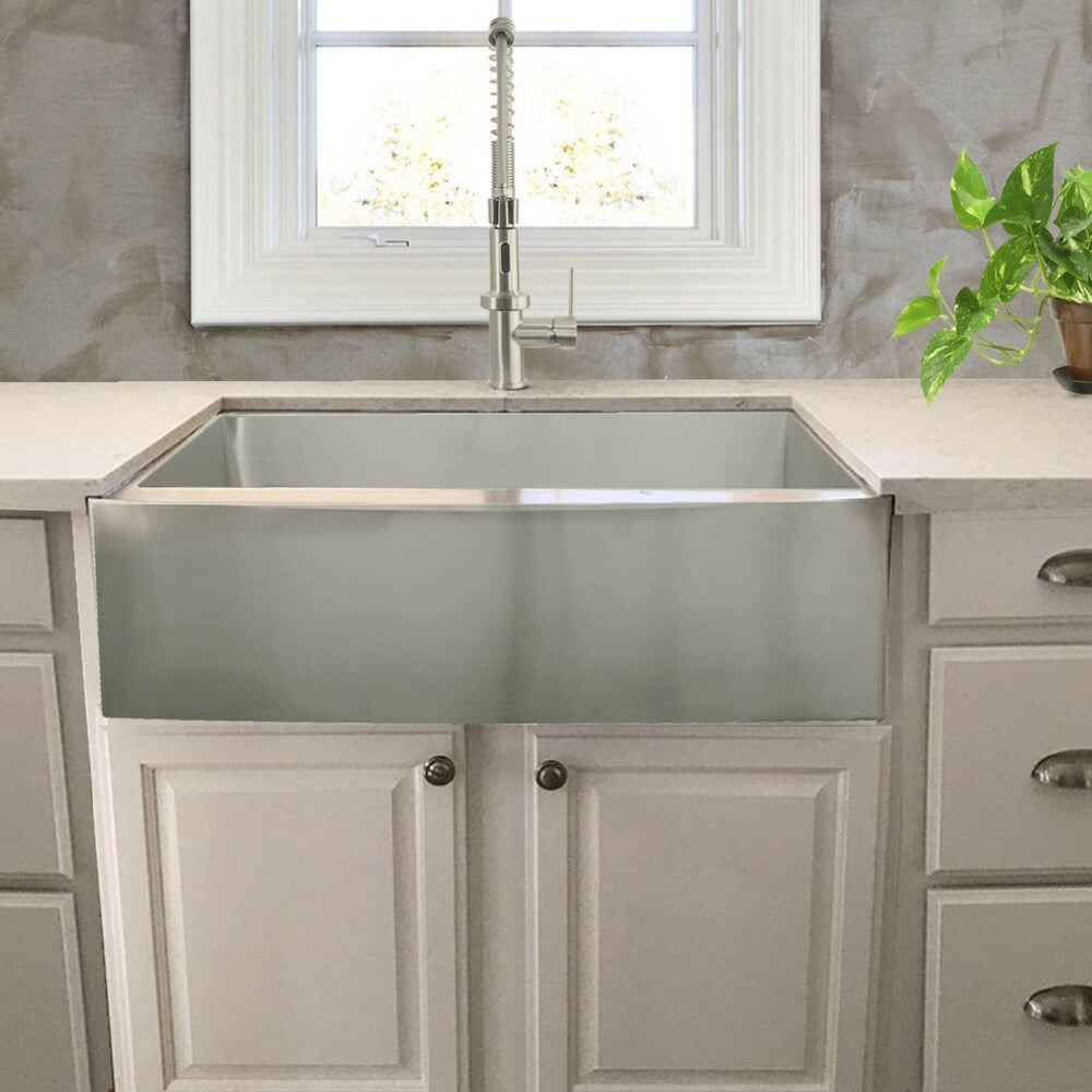 Stainless Steel Single Bowl Apron Farmhouse Kitchen Sink with Grid & Drain