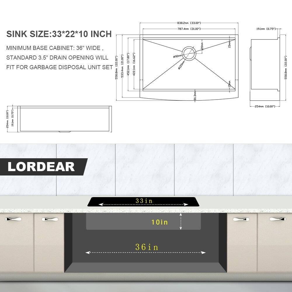 Farmhouse Sink Apron Front Ledge Workstation 16 Gauge Stainless Steel Single Bowl Luxury Kitchen Farm Sink