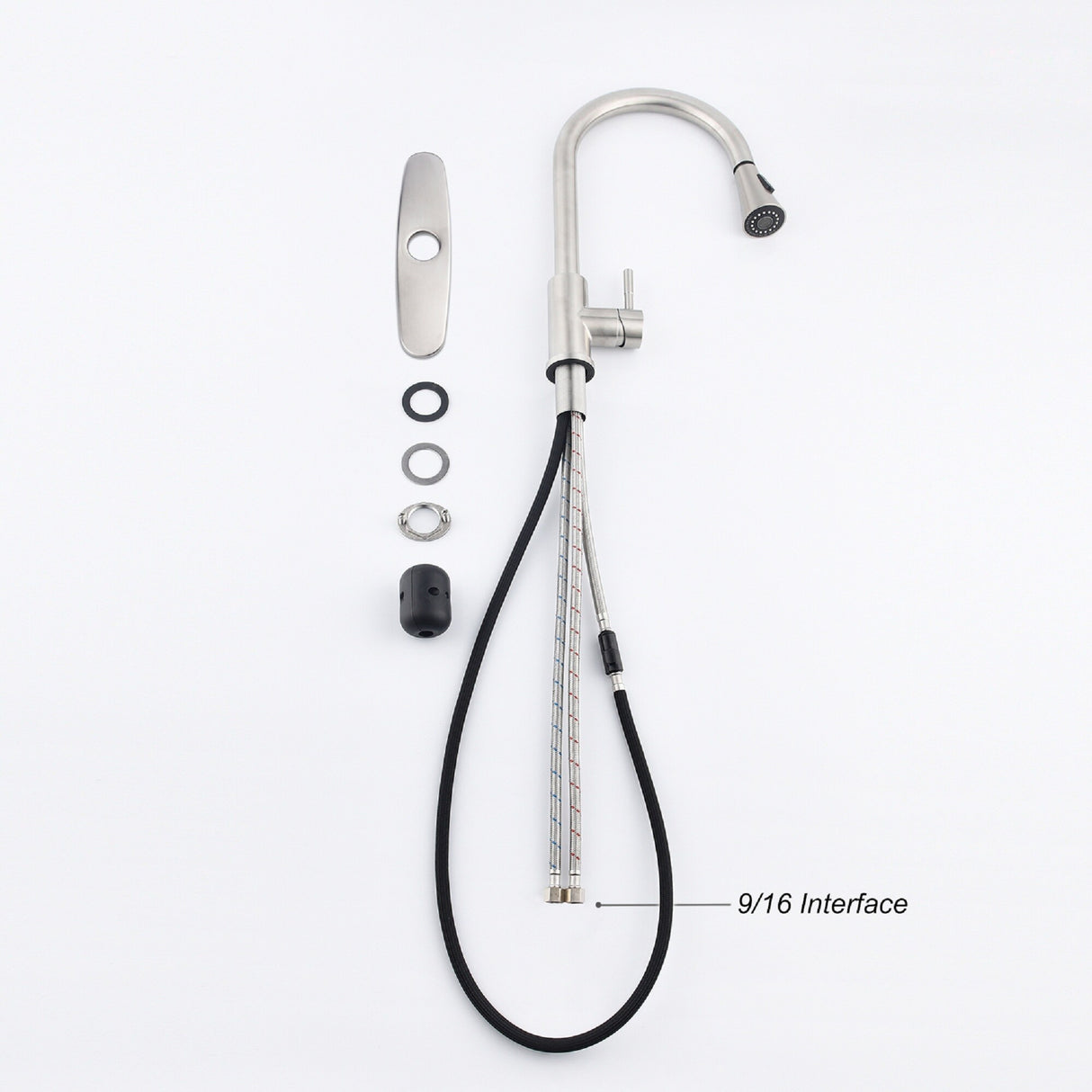 Stainless Steel Single Handle Kitchen Sink Faucet with Pull Down Sprayer