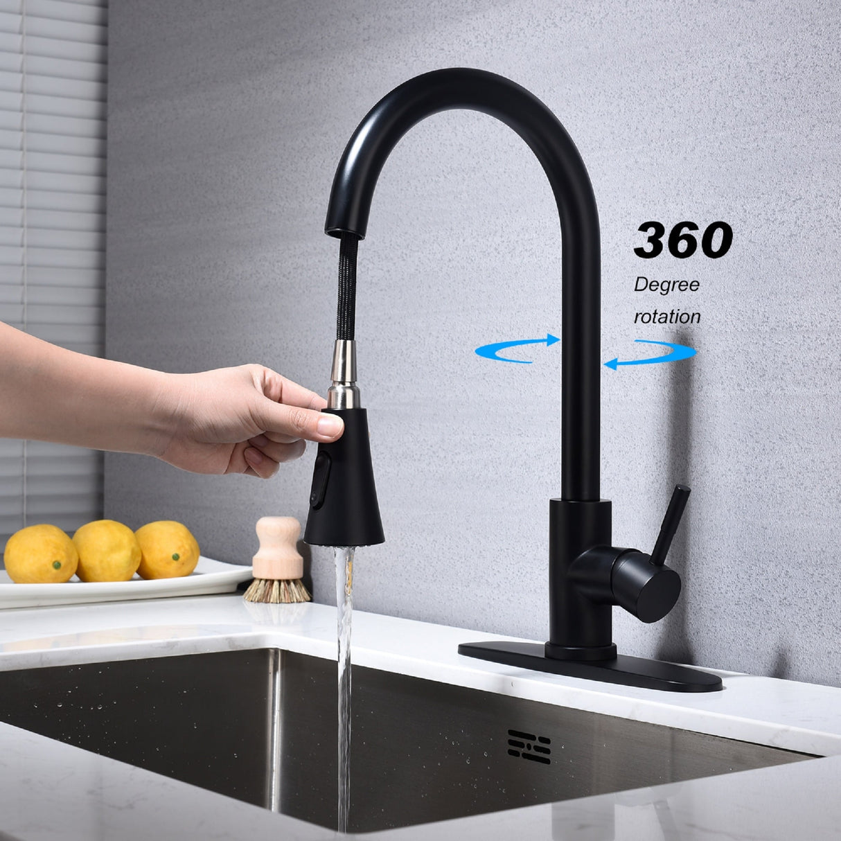 Stainless Steel Single Handle Kitchen Sink Faucet with Pull Down Sprayer
