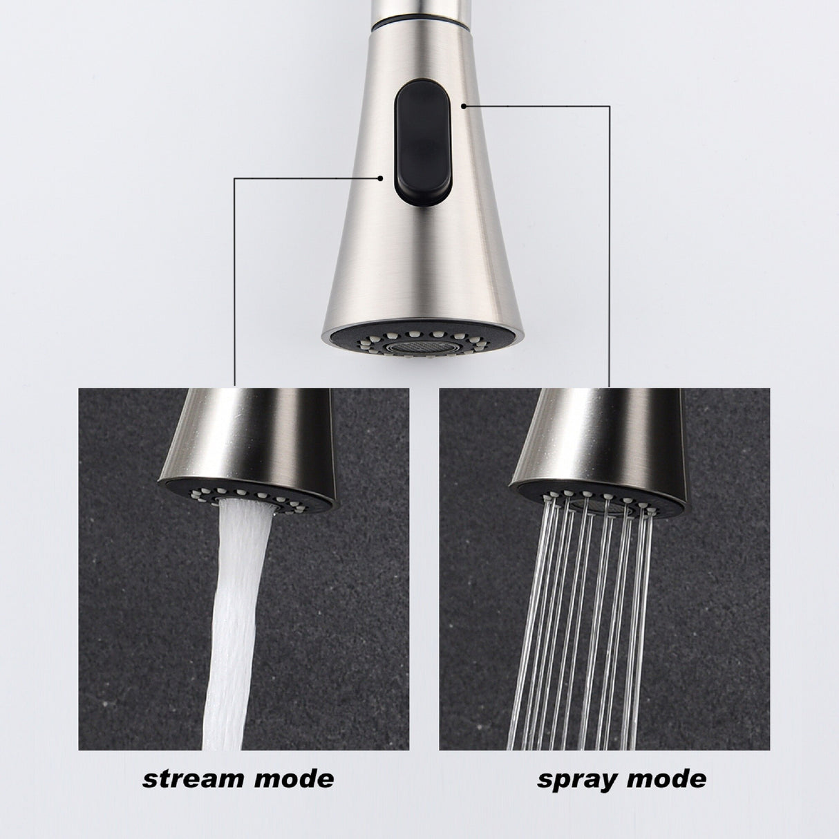 Stainless Steel Single Handle Kitchen Sink Faucet with Pull Down Sprayer