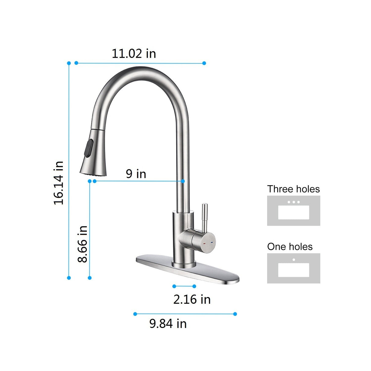 Stainless Steel Single Handle Kitchen Sink Faucet with Pull Down Sprayer