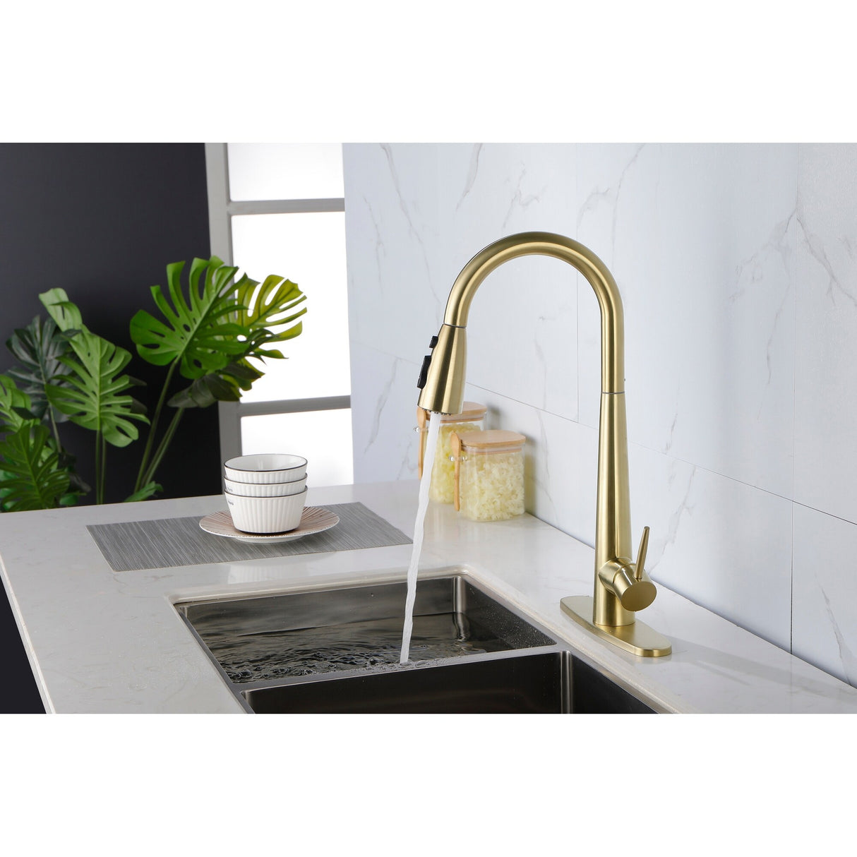 Single Handle Kitchen Sink Faucet with Pull Down Sprayer