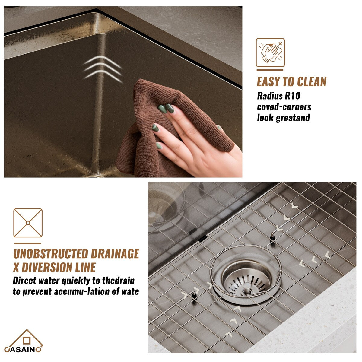 Stainless Steel Sink 16-Gauge Single Bowl Undermount Workstation Kitchen Sink with Accessories in Nano Brushed