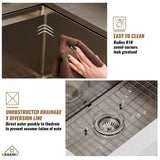 Stainless Steel Sink 16-Gauge Single Bowl Undermount Workstation Kitchen Sink with Accessories in Nano Brushed