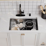 Stainless Steel Sink 16-Gauge Single Bowl Undermount Workstation Kitchen Sink with Accessories in Nano Brushed