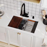 Stainless Steel Sink 16-Gauge Single Bowl Undermount Workstation Kitchen Sink with Accessories in Nano Brushed