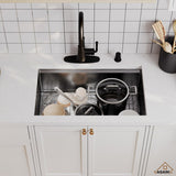 Stainless Steel Sink 16-Gauge Single Bowl Undermount Workstation Kitchen Sink with Accessories in Nano Brushed