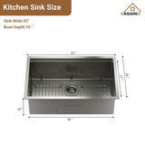 Stainless Steel Sink 16-Gauge Single Bowl Undermount Workstation Kitchen Sink with Accessories in Nano Brushed