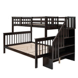 Highly recommended!!!!Stairway Twin-Over-Full Bunk Bed with Storage and Guard Rail for Bedroom