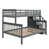 Highly recommended!!!!Stairway Twin-Over-Full Bunk Bed with Storage and Guard Rail for Bedroom