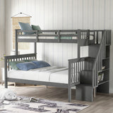 Highly recommended!!!!Stairway Twin-Over-Full Bunk Bed with Storage and Guard Rail for Bedroom