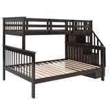 Stairway Wood Bunk Bed with Storage and Guard Rail