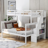 Stairway Wood Bunk Bed with Storage and Guard Rail