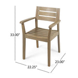Stamford Outdoor 5 Piece Acacia Wood Dining Set with Straight Legged Dining Table by Christopher Knight Home