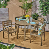 Stamford Outdoor 5 Piece Acacia Wood Dining Set with Straight Legged Dining Table by Christopher Knight Home