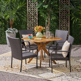 Stamford Outdoor 5 Piece Wood and Wicker Dining Set by Christopher Knight Home