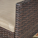 Stamford Outdoor 7-Piece Acacia Wood Dining Set with Wicker Chairs by Christopher Knight Home