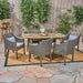Stamford Outdoor 7-Piece Acacia Wood Dining Set with Wicker Chairs by Christopher Knight Home