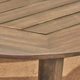 Stamford Outdoor 7-Piece Acacia Wood Dining Set with Wicker Chairs by Christopher Knight Home