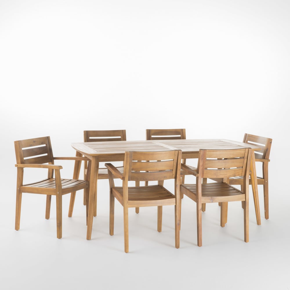 Stamford Outdoor 7-piece Rectangle Acacia Wood Dining Set by Christopher Knight Home