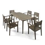 Stamford Outdoor 7-piece Rectangle Acacia Wood Dining Set by Christopher Knight Home