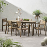 Stamford Outdoor 7-piece Rectangle Acacia Wood Dining Set by Christopher Knight Home