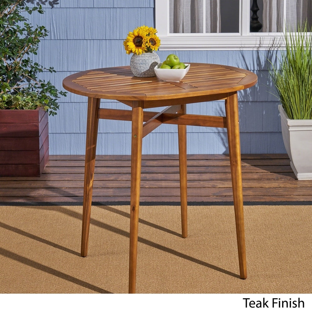 Stamford Outdoor Rustic Acacia Wood Slat Top Bar Table by Christopher Knight Home - 39.75"L x 30.50"W x 39.75"H