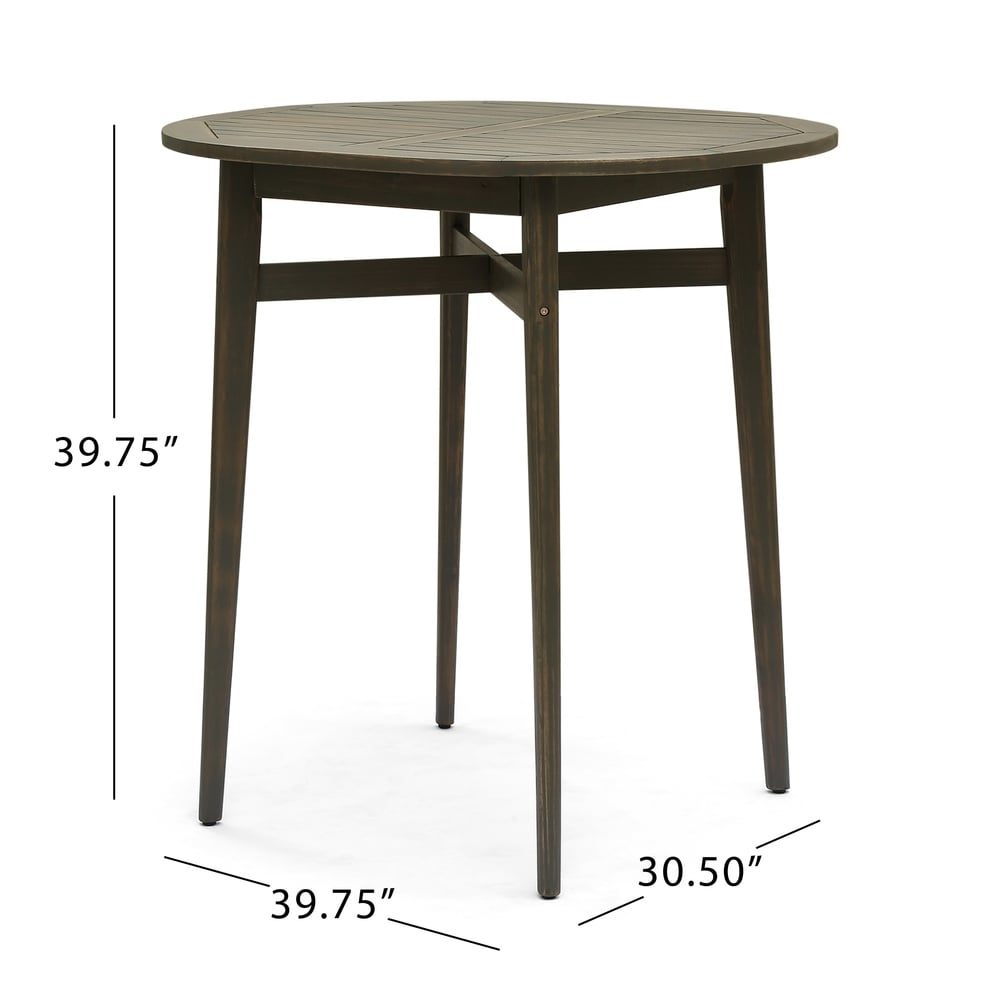Stamford Outdoor Rustic Acacia Wood Slat Top Bar Table by Christopher Knight Home - 39.75"L x 30.50"W x 39.75"H