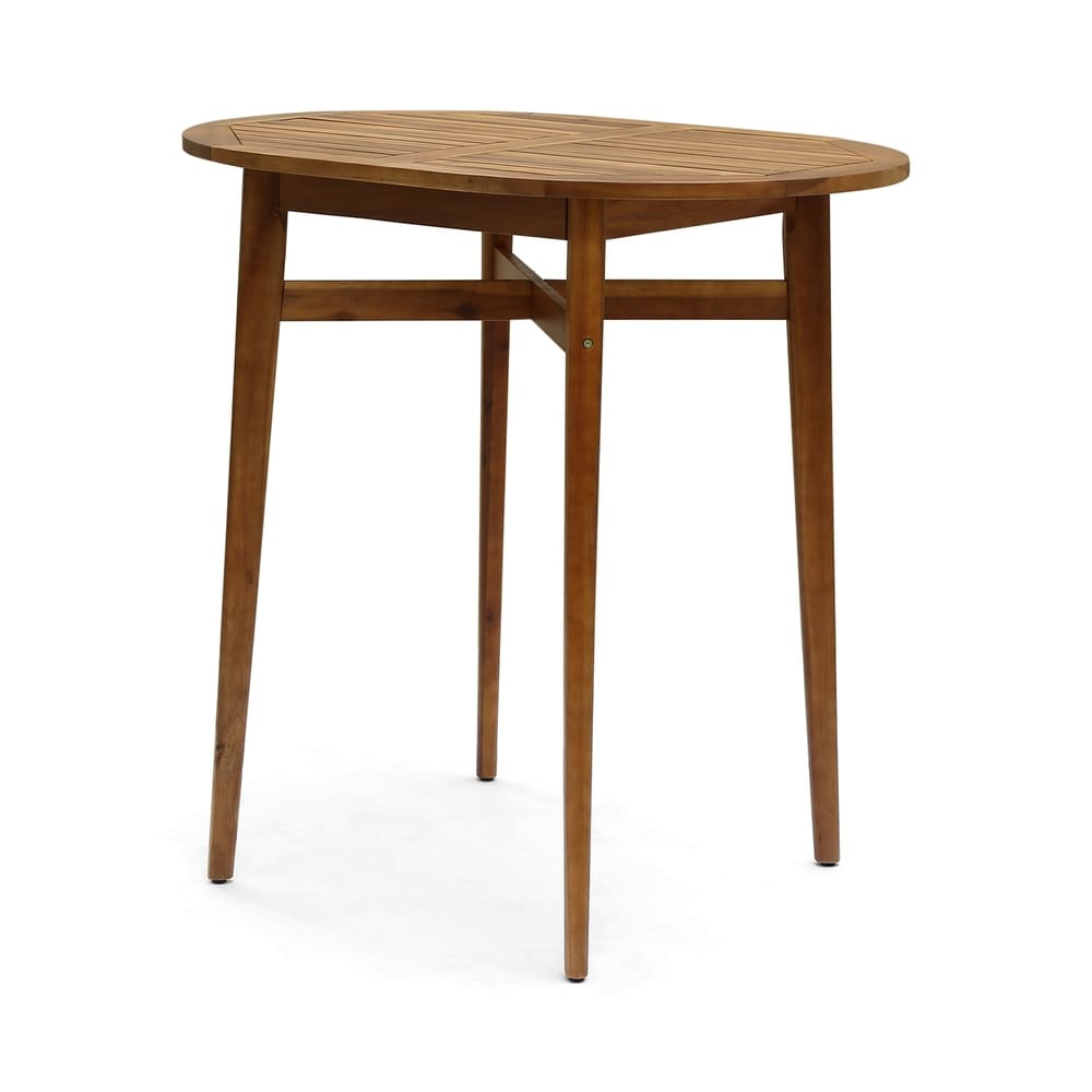 Stamford Outdoor Rustic Acacia Wood Slat Top Bar Table by Christopher Knight Home - 39.75"L x 30.50"W x 39.75"H